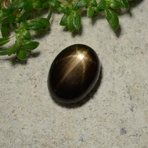 Safira estrela preto natural 1,96ct, corte oval, opaco