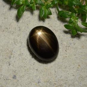 Safira estrela preto natural 1,96ct, corte oval, opaco