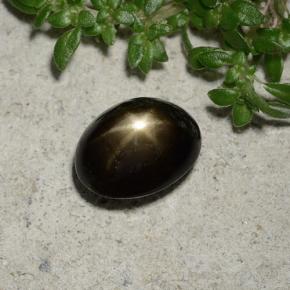 Safira estrela preto natural 2,45ct, corte oval, opaco