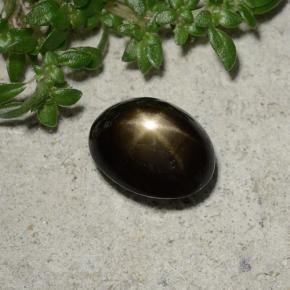 Safira estrela preto natural 2,45ct, corte oval, opaco