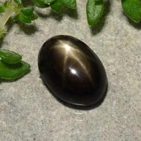 Safira estrela preto natural 2,91ct, corte oval, opaco