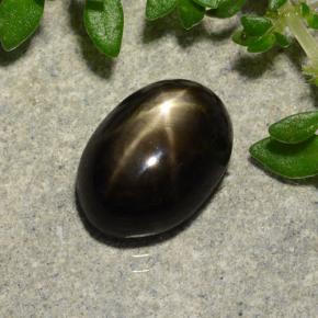 Safira estrela preto natural 2,91ct, corte oval, opaco