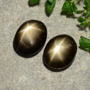 Pedras preciosas de safira estrela preto natural de 3,75 ct, corte oval, opaco
