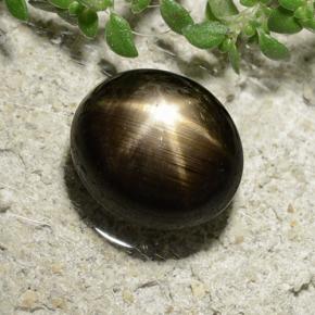 Safira estrela preto natural 3,31ct, corte oval, opaco