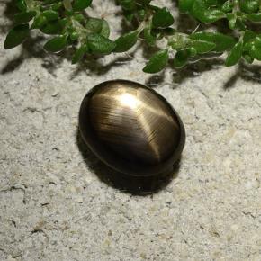 Safira estrela preto natural 2,10ct, corte oval, opaco
