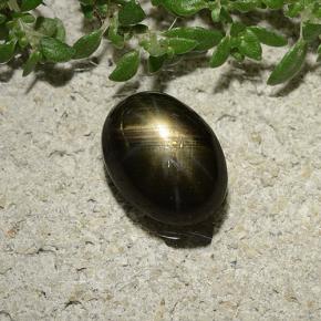 Safira estrela preto natural 2,47ct, corte oval, opaco
