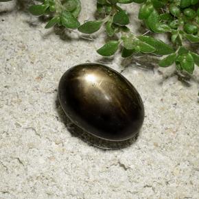 Safira estrela preto natural 2,41ct, corte oval, opaco