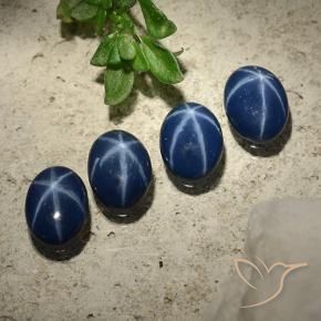 Pedras preciosas de Safira estrela Azul marinho profundo natural de 2.84 ct, oval, Opaco