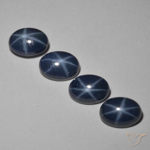 Pedras preciosas de safira estrela azul marinho profundo natural de 4,05 ct, corte oval, opaco