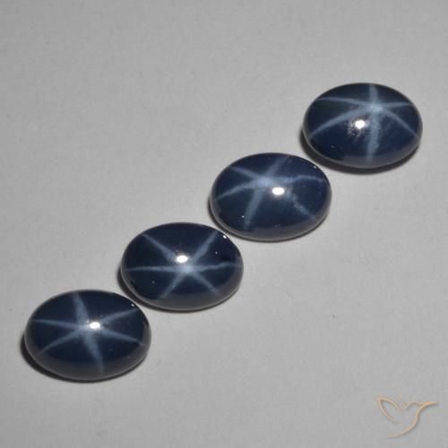 Pedras preciosas de safira estrela azul marinho profundo natural de 4,05 ct, corte oval, opaco