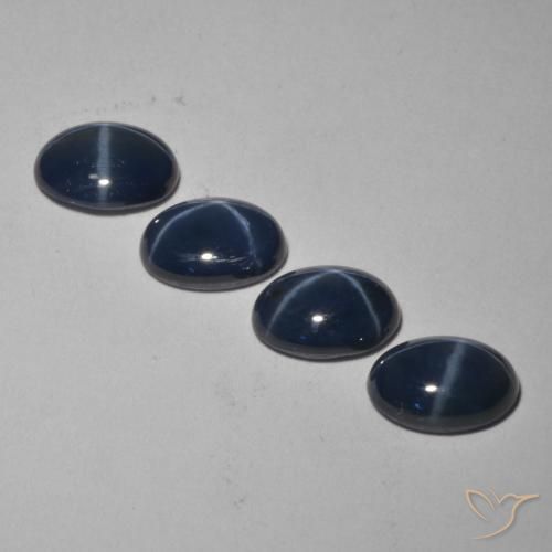 Pedras preciosas de safira estrela azul marinho profundo natural de 4,05 ct, corte oval, opaco