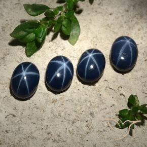 Pedras preciosas de Safira estrela Azul escuro natural de 5.43 ct, oval, Opaco