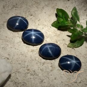 Pedras preciosas de Safira estrela Azul marinho profundo natural de 3.92 ct, oval, Opaco