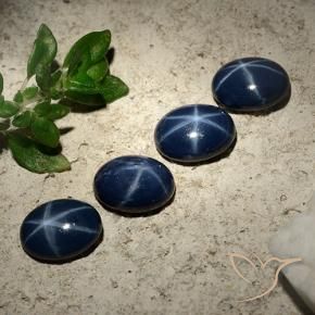 Pedras preciosas de Safira estrela Azul marinho profundo natural de 3.92 ct, oval, Opaco