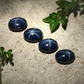 Pedras preciosas de Safira estrela Azul marinho profundo natural de 5.48 ct, oval, Opaco