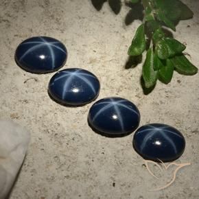 Pedras preciosas de Safira estrela Azul marinho profundo natural de 3.27 ct, oval, Opaco