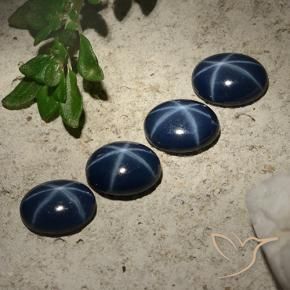 Pedras preciosas de Safira estrela Azul marinho profundo natural de 3.27 ct, oval, Opaco