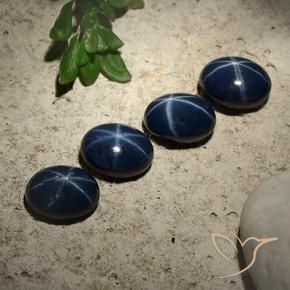 Pedras preciosas de Safira estrela Azul escuro natural de 6.04 ct, oval, Opaco