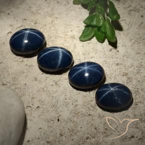 Pedras preciosas de Safira estrela Azul escuro natural de 6.04 ct, oval, Opaco