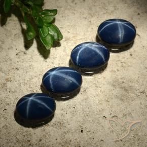 Pedras preciosas de Safira estrela Azul marinho profundo natural de 3.37 ct, oval, Opaco