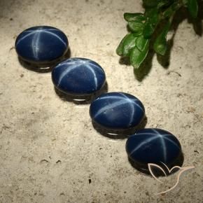 Pedras preciosas de Safira estrela Azul marinho profundo natural de 3.37 ct, oval, Opaco