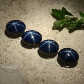 Pedras preciosas de Safira estrela Azul profundo natural de 6.11 ct, oval, Opaco