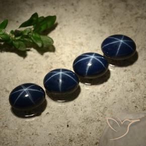 Pedras preciosas de Safira estrela Azul profundo natural de 6.11 ct, oval, Opaco