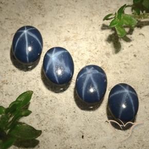 Pedras preciosas de Safira estrela Azul marinho profundo natural de 3.44 ct, oval, Opaco