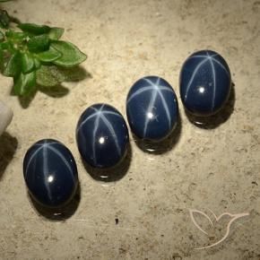 Pedras preciosas de Safira estrela Azul marinho profundo natural de 4.46 ct, oval, Opaco
