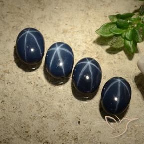 Pedras preciosas de Safira estrela Azul marinho profundo natural de 4.46 ct, oval, Opaco