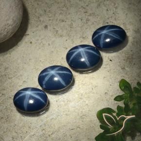 Pedras preciosas de Safira estrela Azul marinho profundo natural de 4.05 ct, oval, Opaco