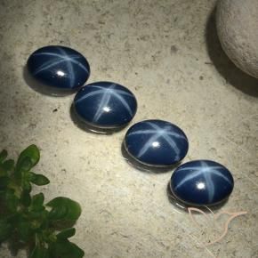 Pedras preciosas de Safira estrela Azul marinho profundo natural de 4.05 ct, oval, Opaco