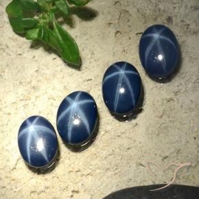 Pedras preciosas de Safira estrela Azul escuro natural de 2.84 ct, oval, Opaco