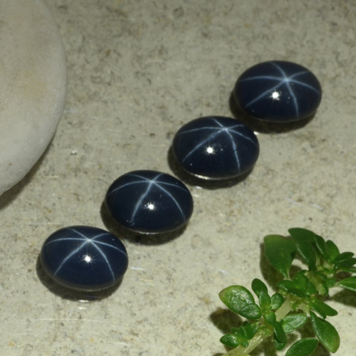 Pedras preciosas de safira estrela azul natural de 5,75 ct, corte oval, VS
