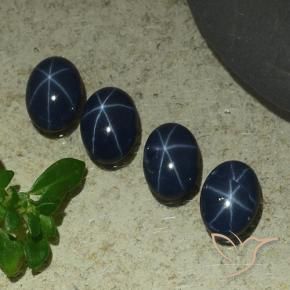 Pedras preciosas de Safira estrela Azul marinho profundo natural de 3.93 ct, oval, Opaco