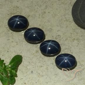 Pedras preciosas de Safira estrela Azul escuro natural de 5.77 ct, oval, Opaco
