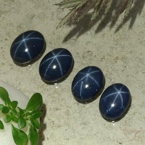 Pedras preciosas de Safira estrela Azul escuro natural de 4.43 ct, oval, Opaco