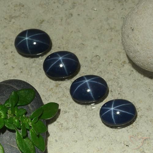 Pedras preciosas de Safira estrela Azul escuro natural de 4.03 ct, oval, Opaco