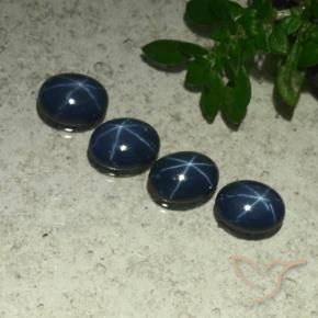 Pedras preciosas de Safira estrela Azul escuro natural de 4.25 ct, oval, Opaco