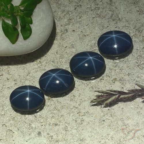 Pedras preciosas de Safira estrela Azul escuro natural de 3.45 ct, oval, Opaco