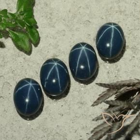 Pedras preciosas de Safira estrela Azul marinho profundo natural de 4.92 ct, oval, Opaco