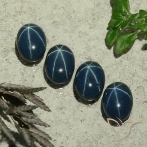 Pedras preciosas de Safira estrela Azul marinho profundo natural de 4.92 ct, oval, Opaco