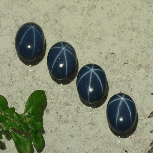 Pedras preciosas de Safira estrela Azul escuro natural de 5.11 ct, oval, Opaco
