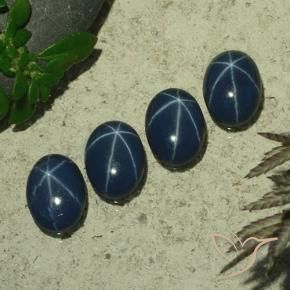 Pedras preciosas de Safira estrela Azul marinho profundo natural de 3.39 ct, oval, Opaco