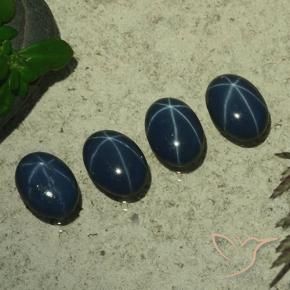 Pedras preciosas de Safira estrela Azul profundo natural de 4.04 ct, oval, Opaco