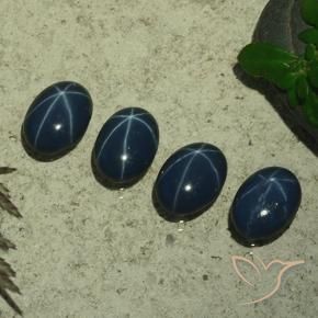 Pedras preciosas de Safira estrela Azul profundo natural de 4.04 ct, oval, Opaco