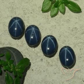 Pedras preciosas de Safira estrela Azul marinho profundo natural de 4.94 ct, oval, Opaco
