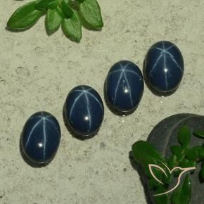 Pedras preciosas de Safira estrela Azul marinho profundo natural de 4.94 ct, oval, Opaco