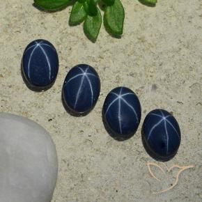 Pedras preciosas de Safira estrela Azul escuro natural de 3.89 ct, oval, Opaco