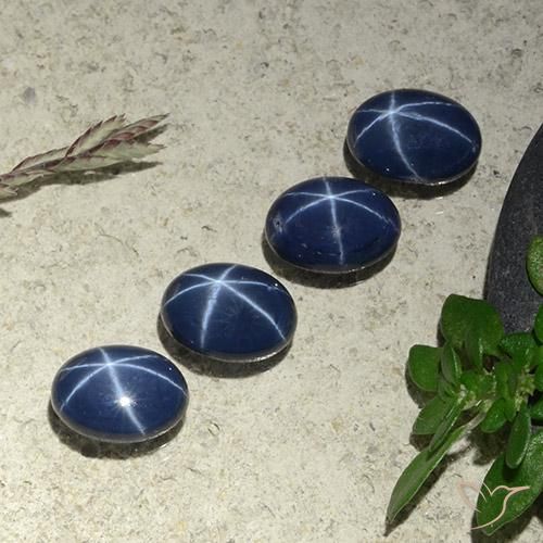 Pedras preciosas de safira estrela azul natural de 4,64 ct, corte oval, opaco